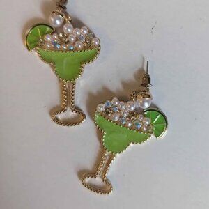 Green Pearl Margarita Earrings